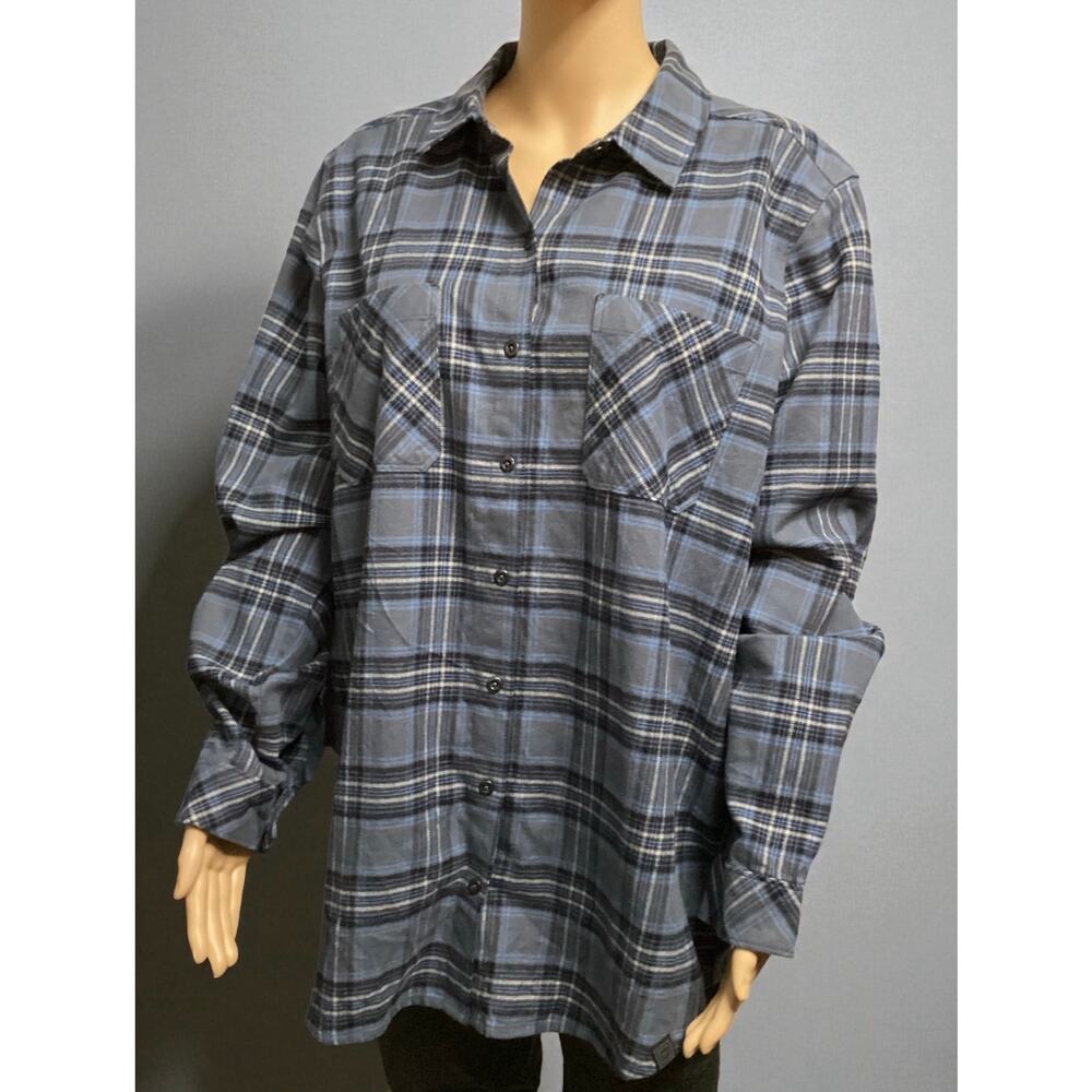 5.11 Tactical Women's Brianna Plaid Flannel Long Sleeve blue grey plaid XL